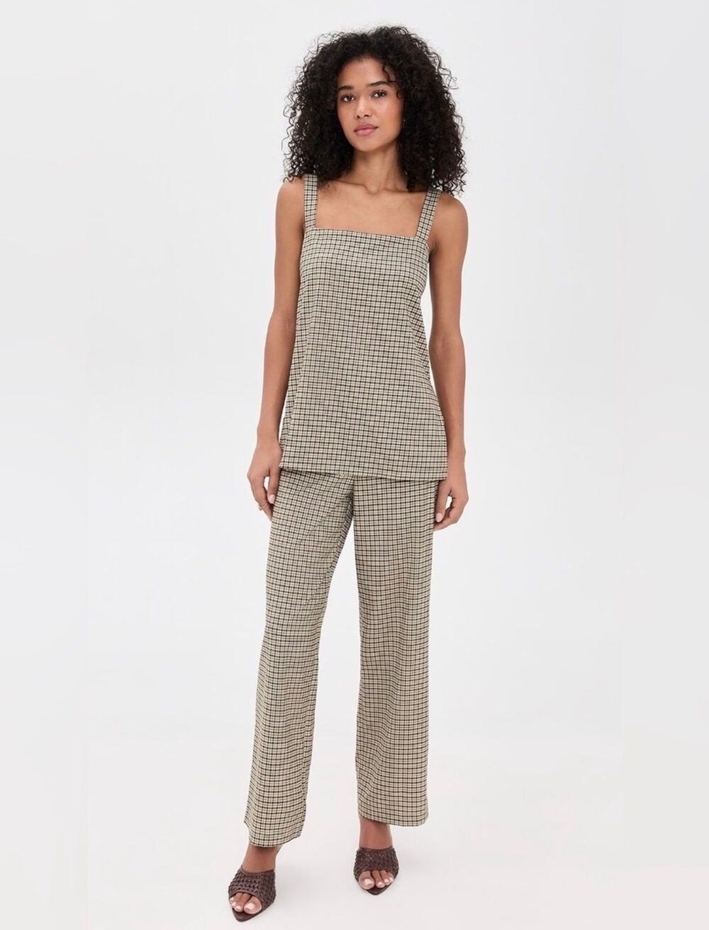 NWT Reformation Kristen Check Two Piece Pant Set Size L